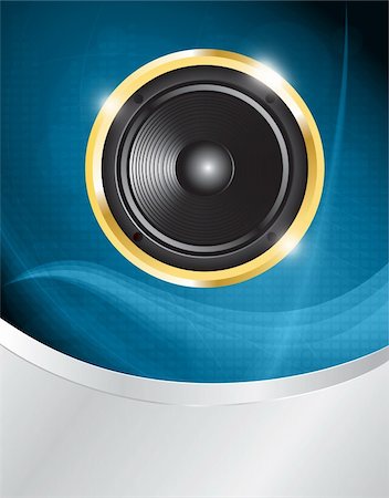 dj lighting - speaker on blue neon background with place for your text. vector illustration Stock Photo - Budget Royalty-Free & Subscription, Code: 400-05902572