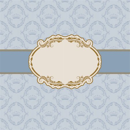 damask vector - Template frame design for greeting card . Background - seamless pattern. Stock Photo - Budget Royalty-Free & Subscription, Code: 400-05902573
