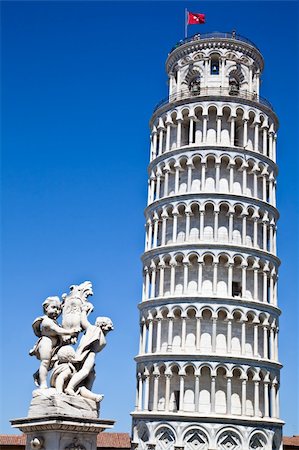 roman towers - Italy - Pisa. The famous leaning tower on a perfect blue bakcground Stock Photo - Budget Royalty-Free & Subscription, Code: 400-05902882