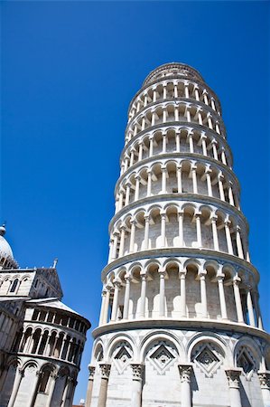roman towers - Italy - Pisa. The famous leaning tower on a perfect blue bakcground Stock Photo - Budget Royalty-Free & Subscription, Code: 400-05902883