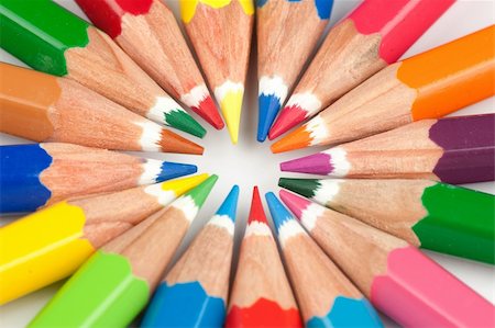 red blue and white living design - Color pencils closeup on white background Stock Photo - Budget Royalty-Free & Subscription, Code: 400-05902947