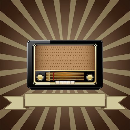 radio old images color - Vector retro background with old radio Stock Photo - Budget Royalty-Free & Subscription, Code: 400-05902991