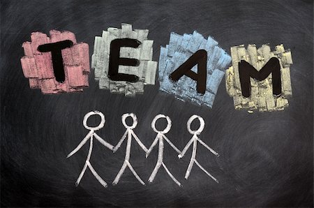 Teamwork concept written with chalk on blackboard Stock Photo - Budget Royalty-Free & Subscription, Code: 400-05903199
