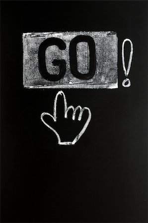 dirty blackboard - Go button with a hand drawn in chalk on blackboard Stock Photo - Budget Royalty-Free & Subscription, Code: 400-05903212