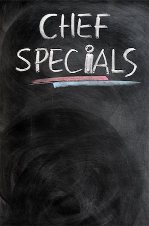 Chef specials background written on a blackboard Stock Photo - Budget Royalty-Free & Subscription, Code: 400-05903223