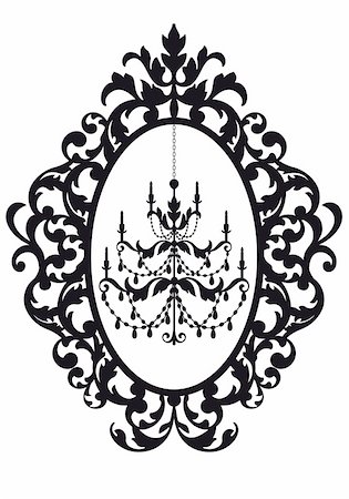 antique picture frame with chandelier, vector Stock Photo - Budget Royalty-Free & Subscription, Code: 400-05903497