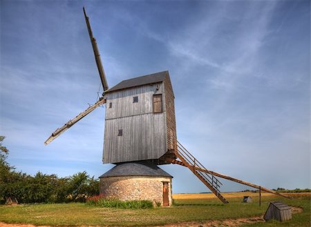 simsearch:400-06101286,k - Traditional wooden windmill in France in the Eure &Loir Valley region.This is "moulin Barbier" mill. Stock Photo - Budget Royalty-Free & Subscription, Code: 400-05903949