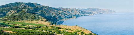 Beautiful summer coastline and camping on beach (Crimea, Ukraine). Three shots composite picture. Foto de stock - Royalty-Free Super Valor e Assinatura, Número: 400-05903952