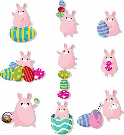 cartoon easter rabbit and egg icon Stock Photo - Budget Royalty-Free & Subscription, Code: 400-05914336