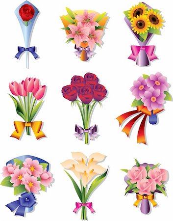flower bouquet icons Stock Photo - Budget Royalty-Free & Subscription, Code: 400-05914343