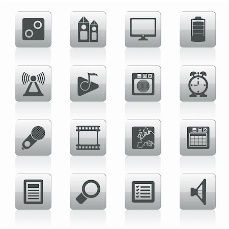 simsearch:400-05918066,k - Mobile phone  performance, internet and office icons - vector icon set Stock Photo - Budget Royalty-Free & Subscription, Code: 400-05914377