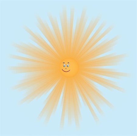 simsearch:400-04814877,k - Smiling sun on a blue background - vector Stock Photo - Budget Royalty-Free & Subscription, Code: 400-05914772
