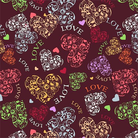 Decorative seamless background with multicolored heart patterns. Stock Photo - Budget Royalty-Free & Subscription, Code: 400-05914814