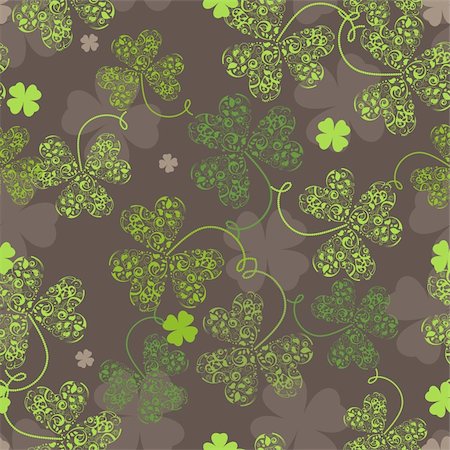 Decorative seamless background with green trefoil pattern. Photographie de stock - Aubaine LD & Abonnement, Code: 400-05914815