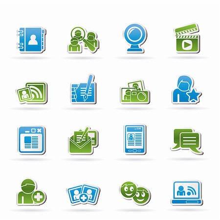social networking and communication icons - vector icon set Stock Photo - Budget Royalty-Free & Subscription, Code: 400-05915004