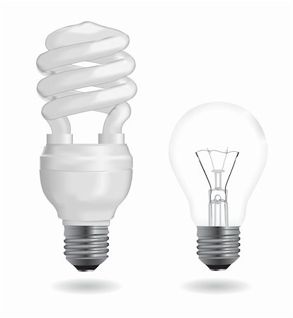 simsearch:400-04626612,k - Incandescent and fluorescent energy saving light bulbs. Vector Illustration. Foto de stock - Super Valor sin royalties y Suscripción, Código: 400-05915208