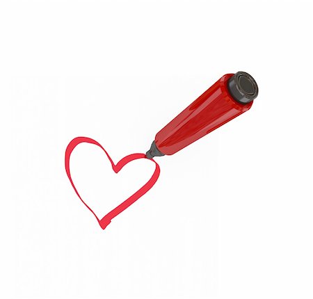 simsearch:400-04777535,k - Red marker pen drawing a heart. Isolated on white. Photographie de stock - Aubaine LD & Abonnement, Code: 400-05915426