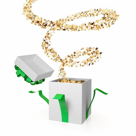 simsearch:400-04272073,k - Gift box with a golden curl. Surprise concept. Isolated on white background. 3d rendered. Foto de stock - Super Valor sin royalties y Suscripción, Código: 400-05915423