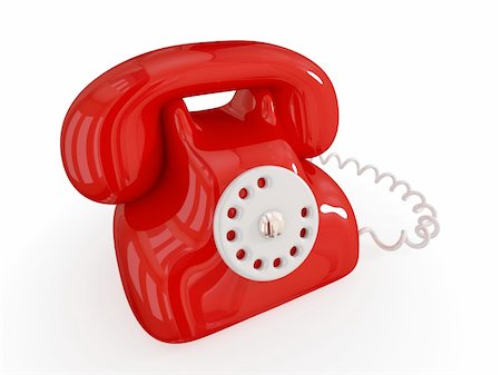 simsearch:400-03989083,k - Cartoon retro telephone. Isolated on white background.3d rendered. Photographie de stock - Aubaine LD & Abonnement, Code: 400-05915438