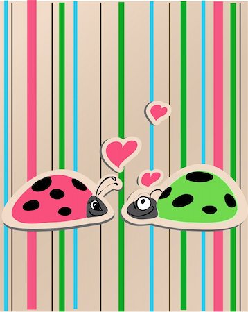 ladybirds in love vector illustration whit bright background Stock Photo - Budget Royalty-Free & Subscription, Code: 400-05915569