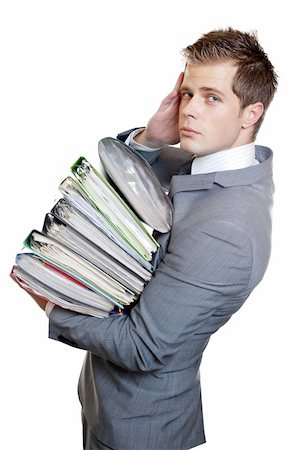 pile hands bussiness - Stressed businessman with heavy workload Stock Photo - Budget Royalty-Free & Subscription, Code: 400-05915777