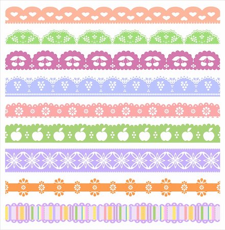 Set of colorful scalloped borders Stock Photo - Budget Royalty-Free & Subscription, Code: 400-05916876