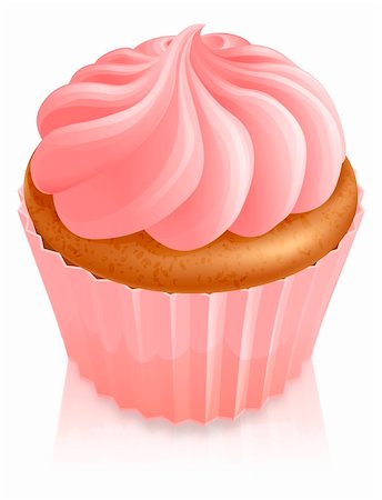 simsearch:400-05927881,k - Illustration of pink fairy cake cupcake with icing Stock Photo - Budget Royalty-Free & Subscription, Code: 400-05916889