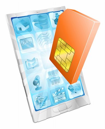 sim card - Phone SIM card icon coming out of screen concept Stock Photo - Budget Royalty-Free & Subscription, Code: 400-05916893