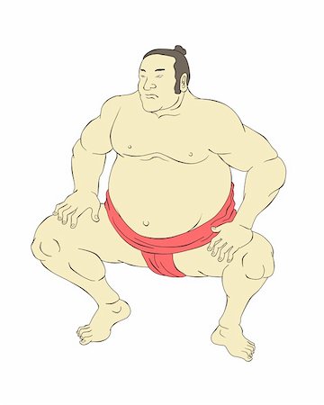 sumo wrestler - illustration of a Japanese sumo wrestler done in cartoon style on isolated on white background Stock Photo - Budget Royalty-Free & Subscription, Code: 400-05917000
