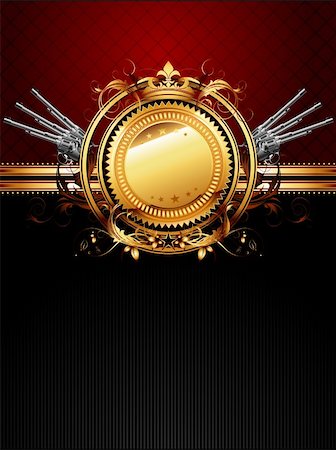 ornate frame with guns, this illustration may be useful as designer work Stock Photo - Budget Royalty-Free & Subscription, Code: 400-05917194