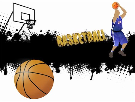 simsearch:400-04387465,k - Grunge basketball poster with player and ball,vector illustration Photographie de stock - Aubaine LD & Abonnement, Code: 400-05917416