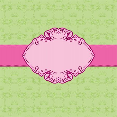 floral vector retro banner green - Template frame design for greeting card . Background - seamless pattern. Stock Photo - Budget Royalty-Free & Subscription, Code: 400-05917453