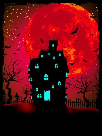 Scary halloween vector with magical abbey. EPS 8 vector file included Stock Photo - Budget Royalty-Free & Subscription, Code: 400-05917476