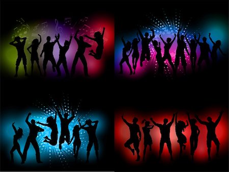 Collection of four different party themed backgrounds Stock Photo - Budget Royalty-Free & Subscription, Code: 400-05917570