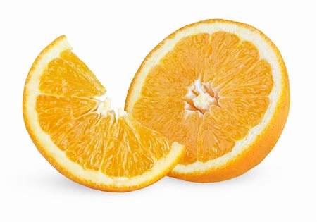 simsearch:400-06087589,k - Slice and half of ripe orange isolated on white background Foto de stock - Royalty-Free Super Valor e Assinatura, Número: 400-05917721