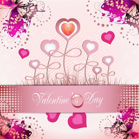 simsearch:400-05894204,k - Valentine's day card with butterflies Photographie de stock - Aubaine LD & Abonnement, Code: 400-05917722
