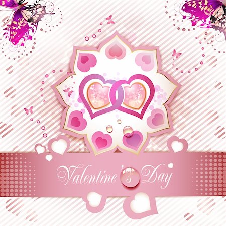 simsearch:400-05894205,k - Valentine's day card with butterflies Stock Photo - Budget Royalty-Free & Subscription, Code: 400-05917738