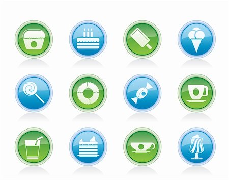 simsearch:400-08936874,k - Sweet food and confectionery icons - vector icon set Foto de stock - Royalty-Free Super Valor e Assinatura, Número: 400-05918055