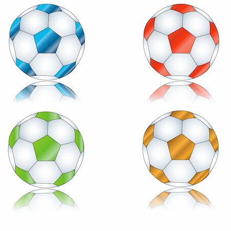 simsearch:400-05924077,k - Four multi-colored footballs on a white background Fotografie stock - Microstock e Abbonamento, Codice: 400-05918077