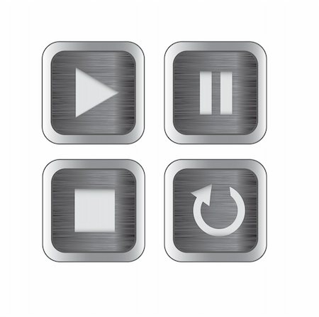 pause button - Multimedia control brushed metal icon/button set for web, applications, electronic and press media Foto de stock - Super Valor sin royalties y Suscripción, Código: 400-05918398