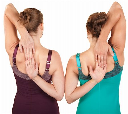 Back view of women stretching their arms over white background Stock Photo - Budget Royalty-Free & Subscription, Code: 400-05918415