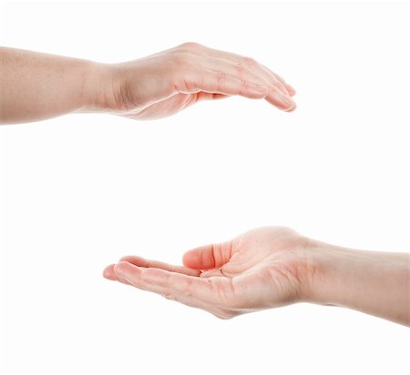 Two cupped hands isolated on white background Stock Photo - Budget Royalty-Free & Subscription, Code: 400-05918434