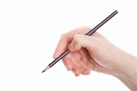 sharp objects - Pencil in hand isolated on white Stock Photo - Budget Royalty-Free & Subscription, Code: 400-05918440