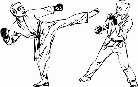 Karate Kyokushinkai sketch martial arts and combative sports Photographie de stock - Aubaine LD & Abonnement, Code: 400-05918457