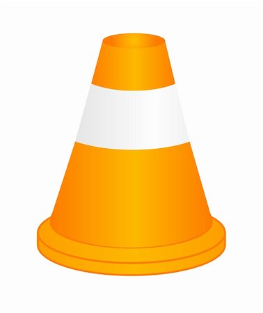 Vector orange highway traffic cone with reflection. Isolation over white background Stock Photo - Budget Royalty-Free & Subscription, Code: 400-05918500