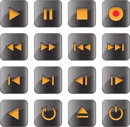 pause button - Multimedia control glossy icon/button set for web, applications, electronic and press media.Vector illustration Stock Photo - Budget Royalty-Free & Subscription, Code: 400-05919536