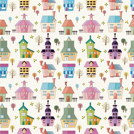 seamless house pattern Stock Photo - Budget Royalty-Free & Subscription, Code: 400-05919708