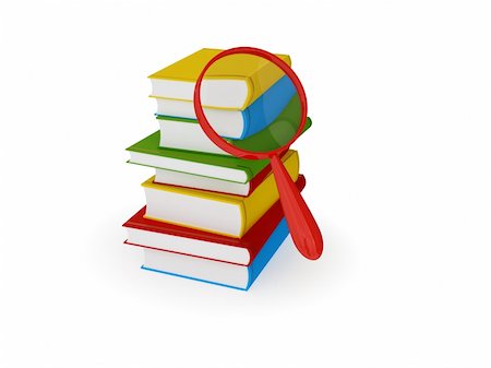 simsearch:400-06363673,k - Stack of colorful books and loupe. 3d rendered. Isolated on white background. Foto de stock - Super Valor sin royalties y Suscripción, Código: 400-05919892