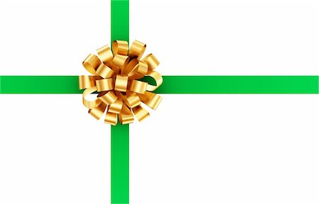 simsearch:400-06199913,k - Green ribbon with golden bow. Isolated on white background. 3d rendered. Stock Photo - Budget Royalty-Free & Subscription, Code: 400-05919918