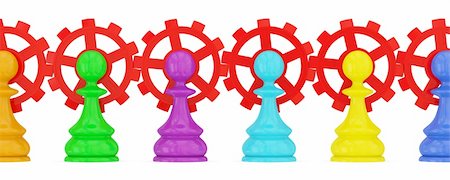 simsearch:400-05257542,k - Colorful pawns pawns merged with red gears. Teamwork concept. Isolated on white. Foto de stock - Super Valor sin royalties y Suscripción, Código: 400-05919925